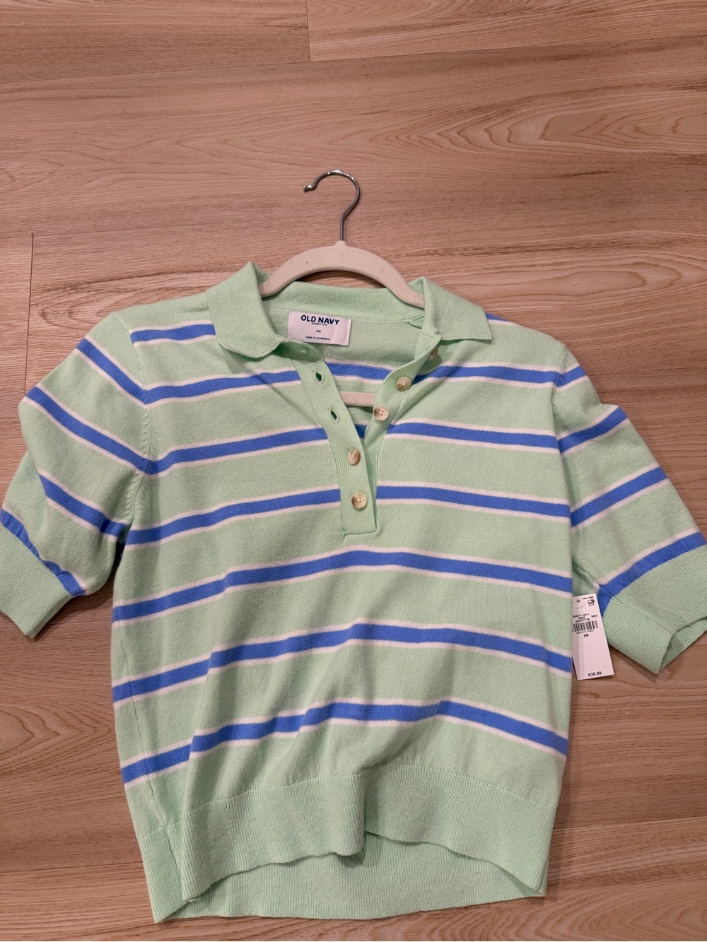 Old Navy Mint Green Polo Stripe Top